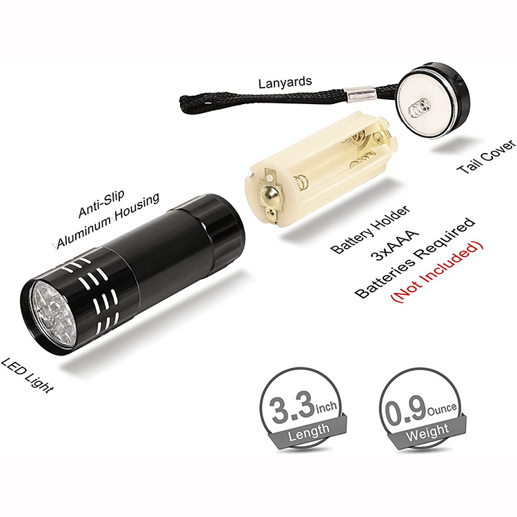 Mini Pocket Aluminum 9 LED Flashlight