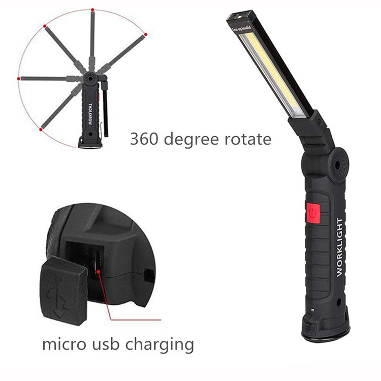 LED Work Light,  COB Rechargeable Work Lights with Magnetic Base 360 Degree Rotate and 5 Modes LED Flashlight Inspection Light