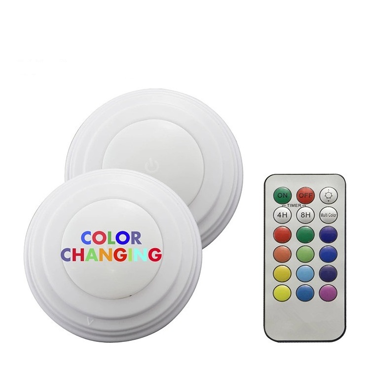 Remote Control Wireless LED Color Changing RGB Accent  Touch Puck Light