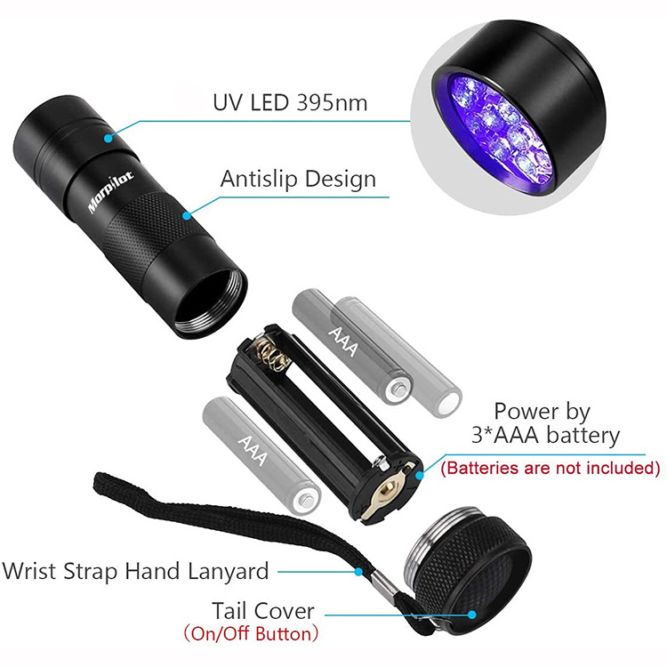 12 Led  Detector for Pets Urine and Stains UV Handheld Blacklight Flashlight