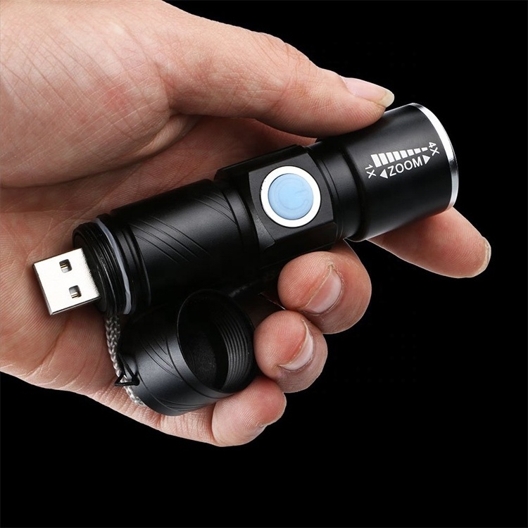 Aluminum Alloy Rechargeable Zoomable USB Charge Flashlight