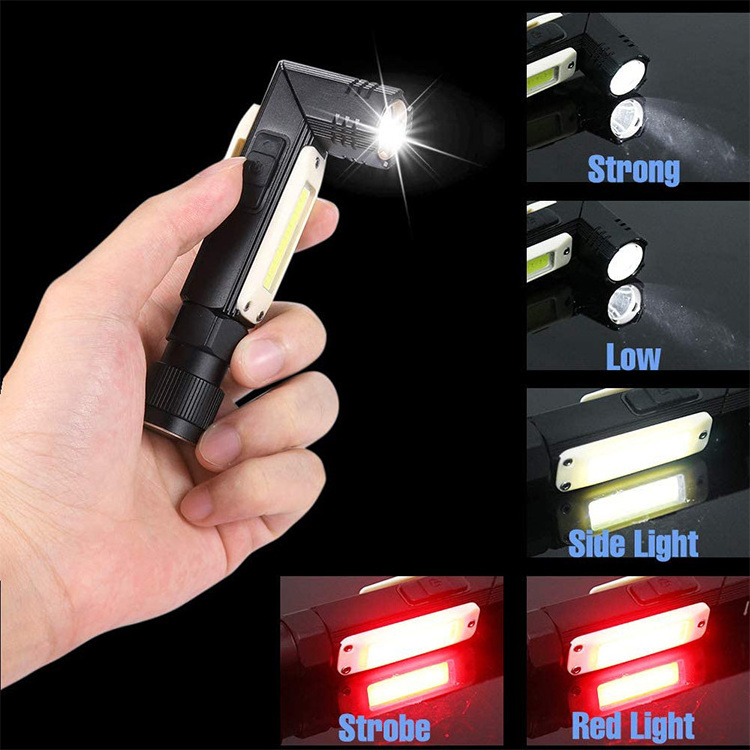 2 in 1 Headlight Flashlight 90 Degree Mini LED Flashlights USB Rechargeable Tactical Flashlight