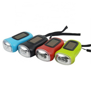 3 LED Solar Power Rechargeable Hand Crank Dynamo   Flashlight