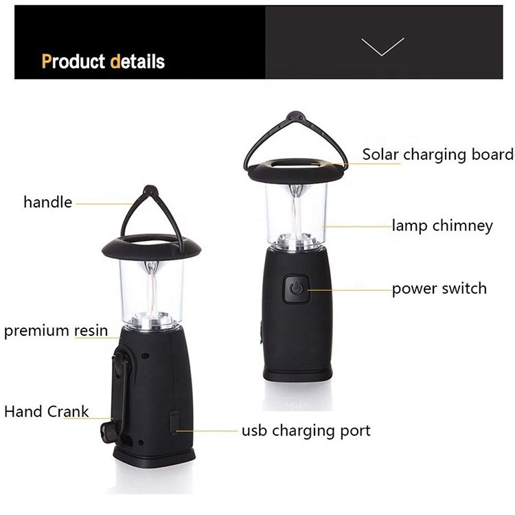 6 LED Hand Crank Solar Dynamo Camping Lantern