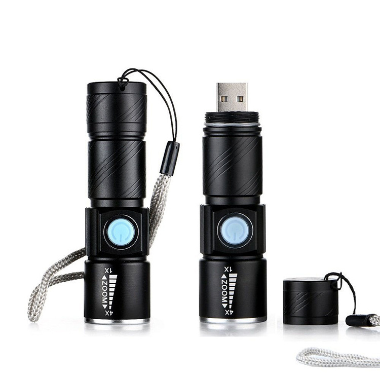 Aluminum Alloy Rechargeable Zoomable USB Charge Flashlight