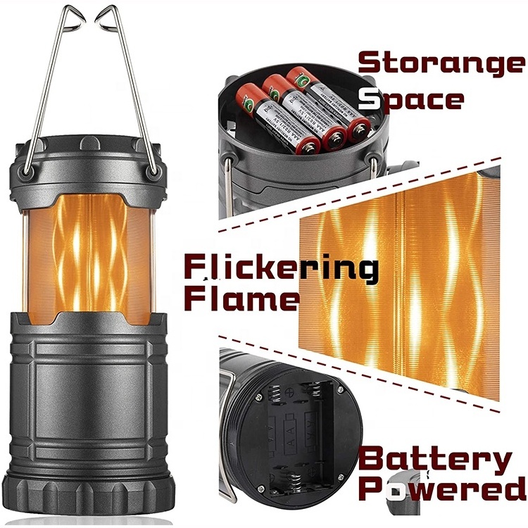 Portable  Collapsible Flickering LED Camping Flame Lantern