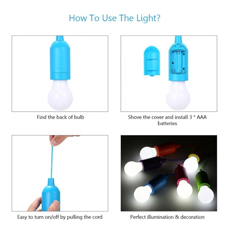 Battery Operated  Hanging  LED Pulling Light Pull Cord Lamp