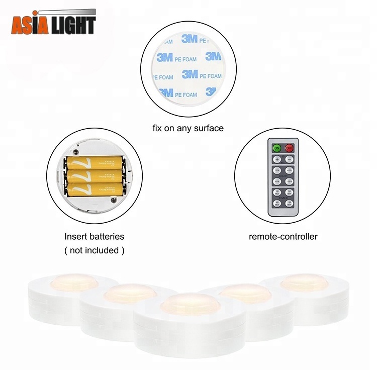 6 LED Wireless LED Puck Lights with Remote