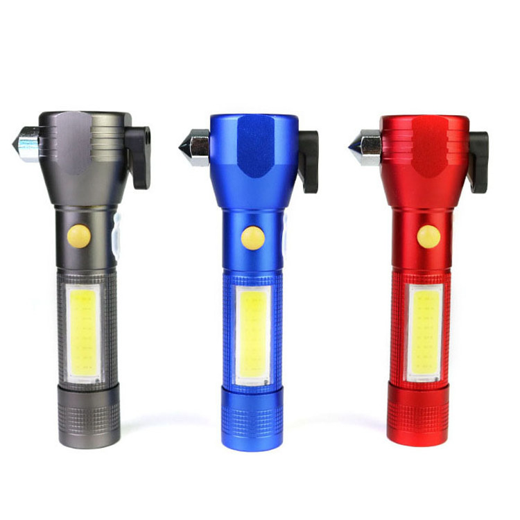 2024 New Rechargeable and Red Warning  Aluminum Alloy LED Emergency Flashlight