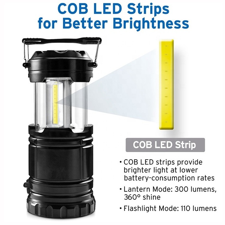 Portable Battery Operated COB LED Collapsible Camping Lights Lamp Lanterns for Emergency