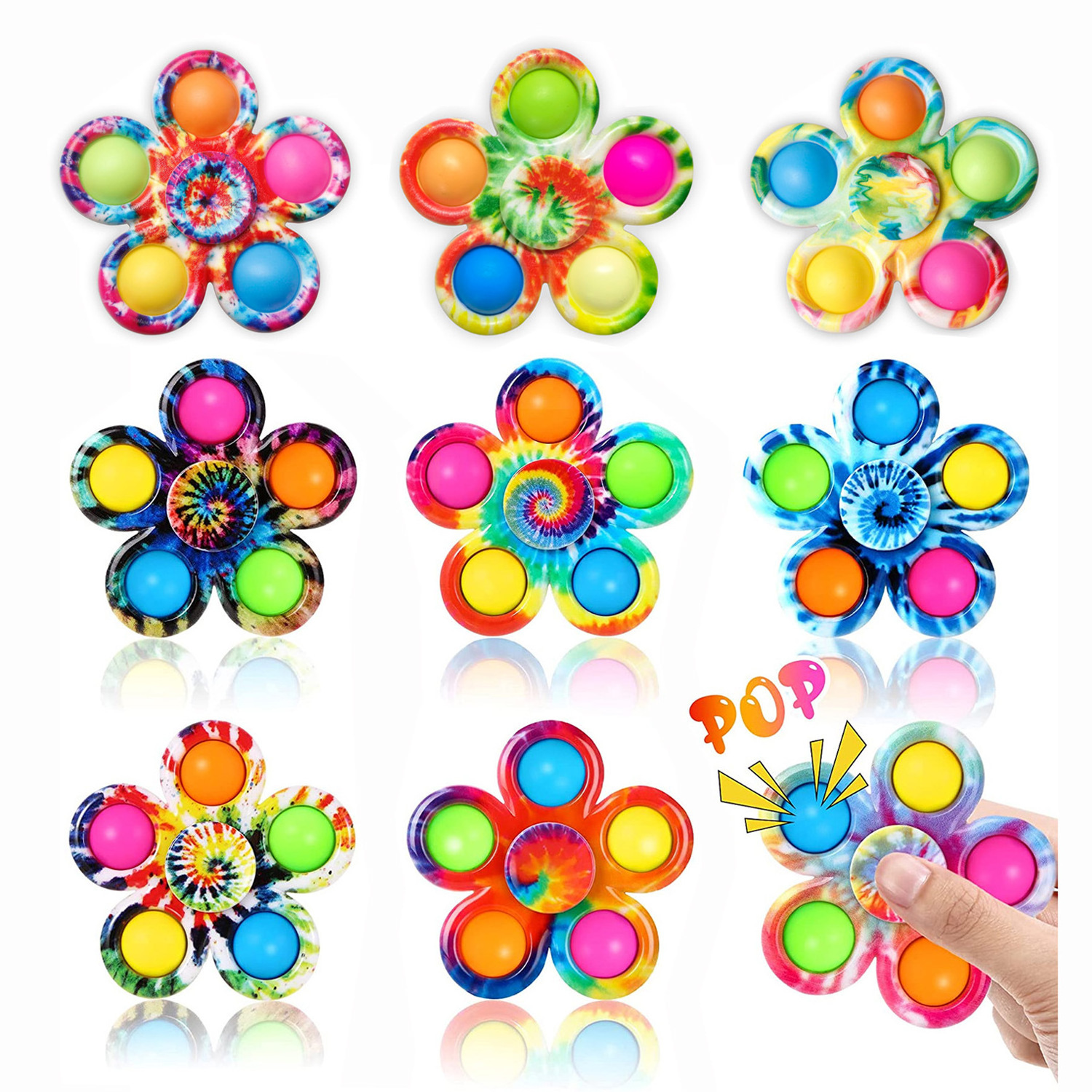 Pop Fidget Spinner Easter Basket Stuffers Push Tie Dye Simple Popper Fidget Spinners Bulk Sensory Toy Easter Gift Party Favor