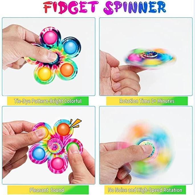 Pop Fidget Spinner Easter Basket Stuffers Push Tie Dye Simple Popper Fidget Spinners Bulk Sensory Toy Easter Gift Party Favor