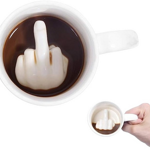 Sublimation Blanks White Coffee Mug 350ml 11oz Funny Middle Finger Cups and 3D Style Tea Milk