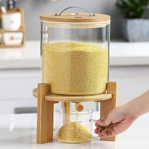 Flour Cereal Rice Dispenser 5L/8L Creative Glass Food Container Kitchen Organization Pantry Store