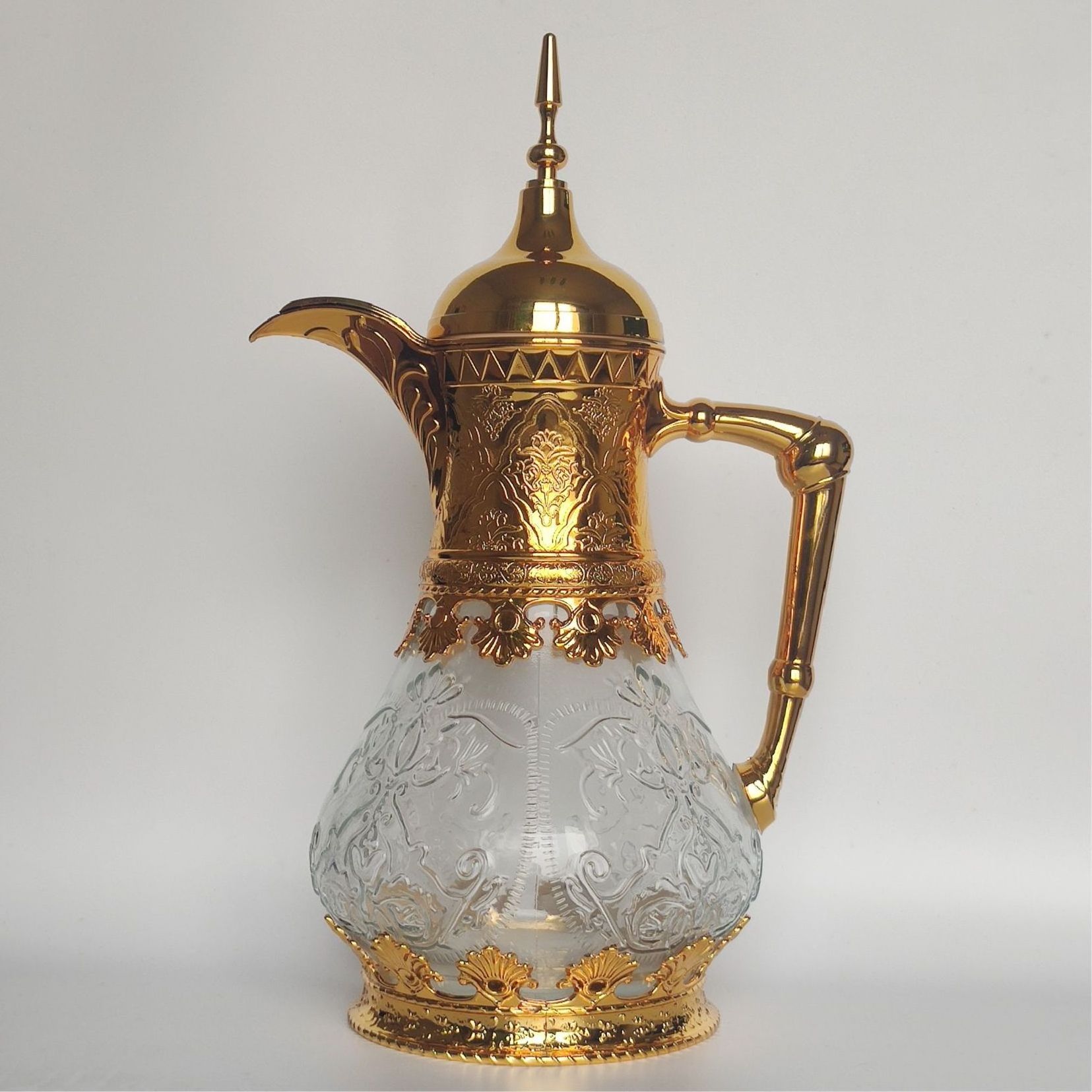 2023 New Middle East Arab Style Portable Cold 1.6L Fruit Juice Drink Glass Kettle Coffee Pot