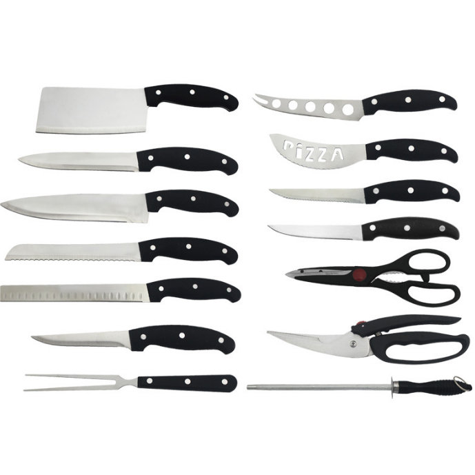 Hot Sale 24pcs Stainless Steel PP Handle Camping Outdoor Kitchen Knife Set In  leather suitcase