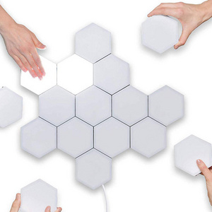 Creative Smart Removable Wall Lamp Modular Touch Hexagon Geometry Splicing Hex Honeycomb White Led Night Light