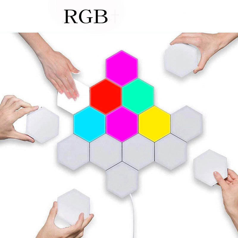 Creative Smart Removable Wall Lamp Modular Touch Hexagon Geometry Splicing Hex Honeycomb White Led Night Light