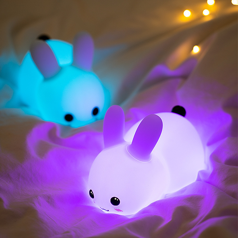 Mini Lovely Rechargeable Led Soft Touch Silicone Night Light For Kids Bunny Lamp Light Up Silicone Animal Night Light