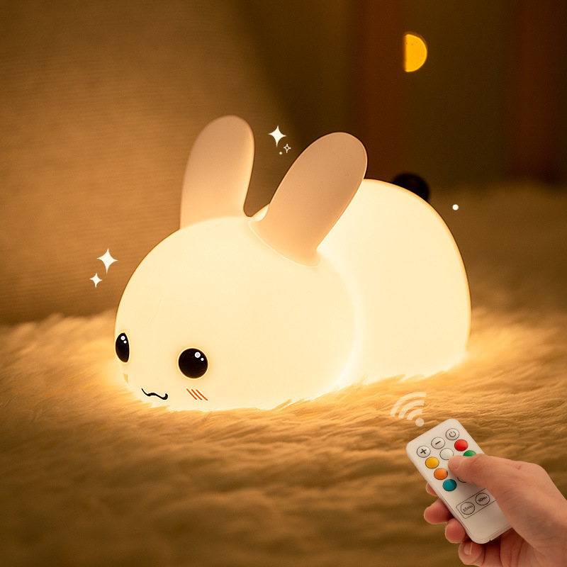 Mini Lovely Rechargeable Led Soft Touch Silicone Night Light For Kids Bunny Lamp Light Up Silicone Animal Night Light