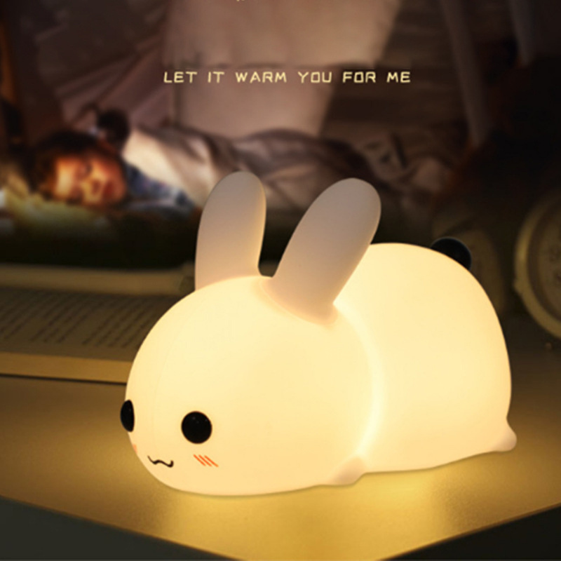 Mini Lovely Rechargeable Led Soft Touch Silicone Night Light For Kids Bunny Lamp Light Up Silicone Animal Night Light