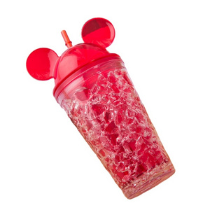 Mickey Design Creative  Double Refrigeration Adult Sippy Plastic Summer Ice Cup