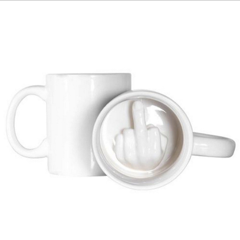 Sublimation Blanks White Coffee Mug 350ml 11oz Funny Middle Finger Cups and 3D Style Tea Milk