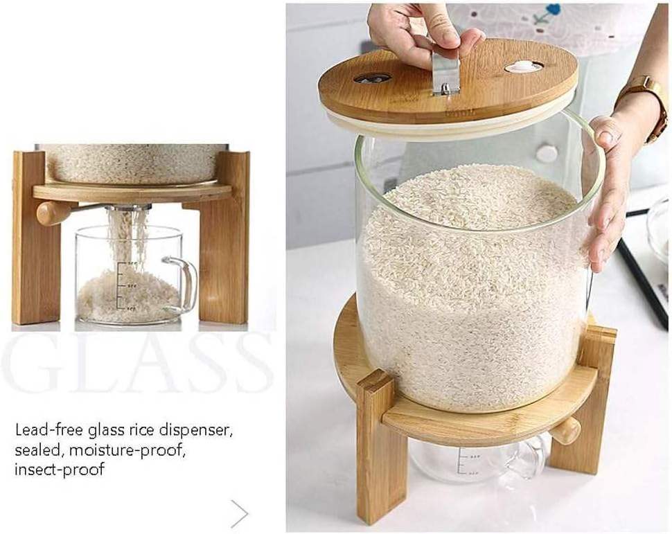 Flour Cereal Rice Dispenser 5L/8L Creative Glass Food Container Kitchen Organization Pantry Store