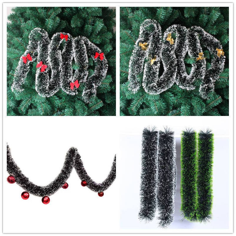 Wholesale 2m Cheap Tree Garland Red Bow Party Christmas White Dark Green Tinsel