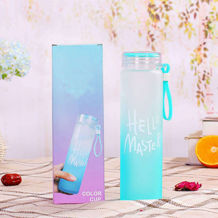 Factory Direct Sales Advertising Event Gifts Wholesale Creative Frosted Color Custom Colorful Glass Water Bottle