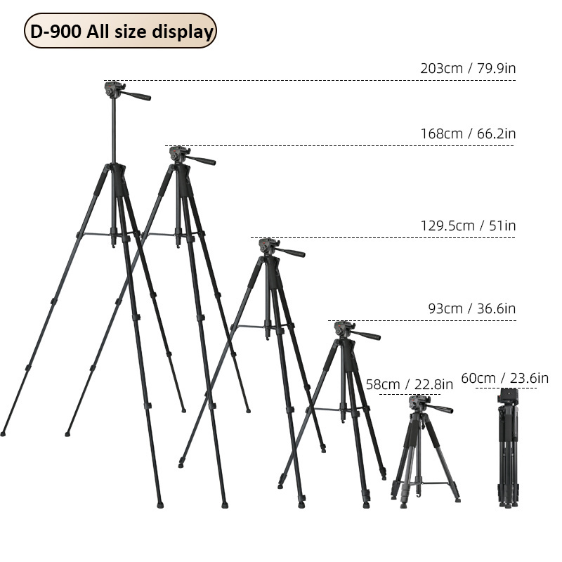 Mutil Channel D-900 SLR camera tripod Portable multi function camera aluminum bracket Outdoor photography Storage Rack