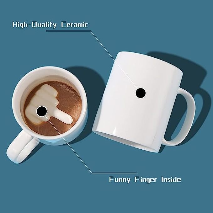 Sublimation Blanks White Coffee Mug 350ml 11oz Funny Middle Finger Cups and 3D Style Tea Milk