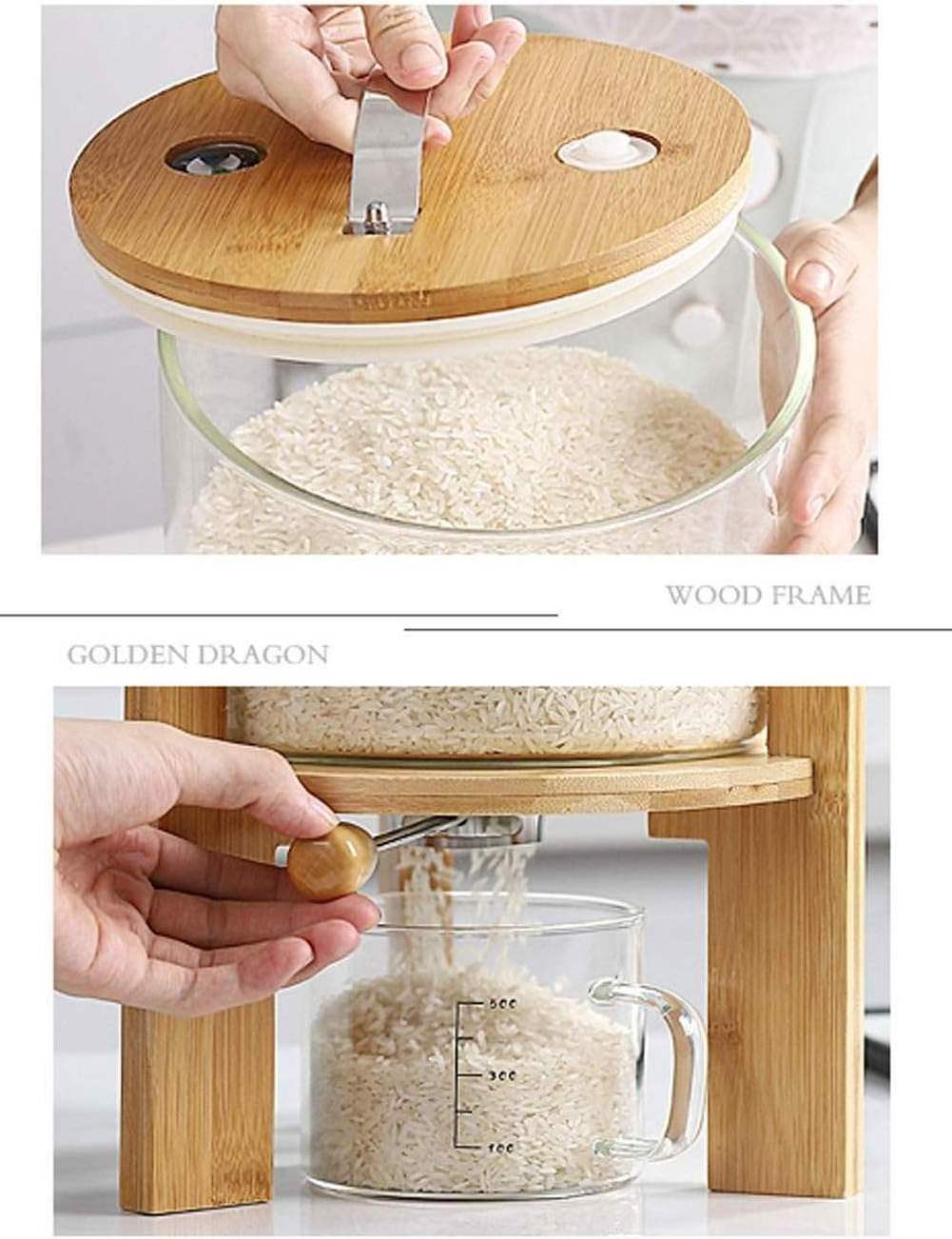 Flour Cereal Rice Dispenser 5L/8L Creative Glass Food Container Kitchen Organization Pantry Store