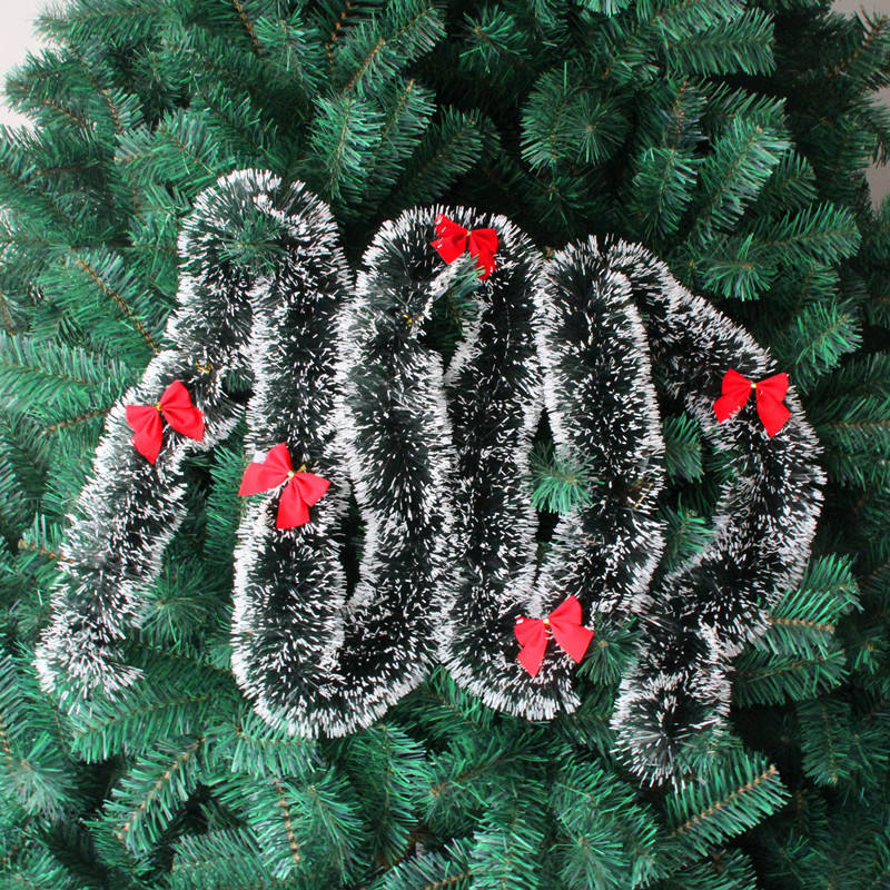 Wholesale 2m Cheap Tree Garland Red Bow Party Christmas White Dark Green Tinsel