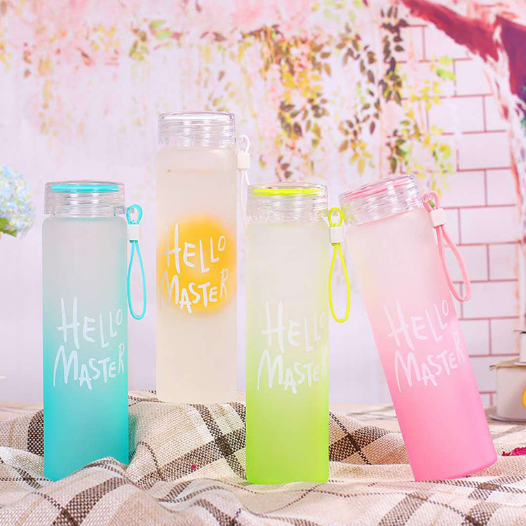 Factory Direct Sales Advertising Event Gifts Wholesale Creative Frosted Color Custom Colorful Glass Water Bottle