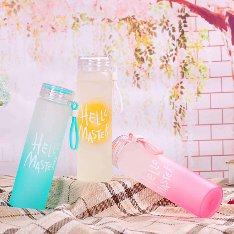 Factory Direct Sales Advertising Event Gifts Wholesale Creative Frosted Color Custom Colorful Glass Water Bottle