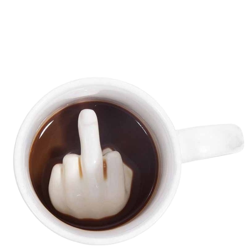 Sublimation Blanks White Coffee Mug 350ml 11oz Funny Middle Finger Cups and 3D Style Tea Milk