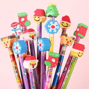 Hot Sale Black Wood Short Cute Cartoon Novelty Standard Pencils With Eraser Creative Gift For Kids