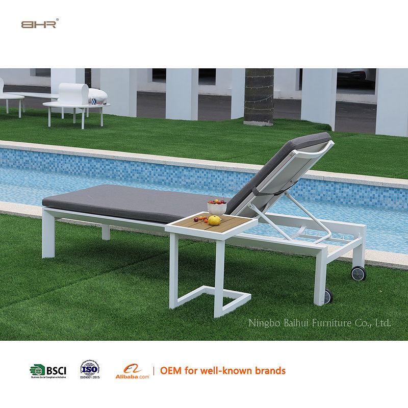 BHR Modern Aluminum Sun Lounger Outdoor Pool Sunbed Lounger Chairs with Soft Cushions