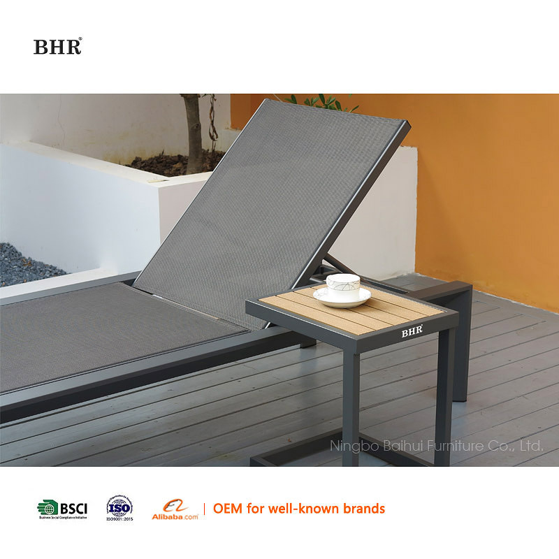 BHR Aluminum Outdoor Furniture Pool Sun Lounger Adjustable Backrest Sun Loungers for Poolside Garden