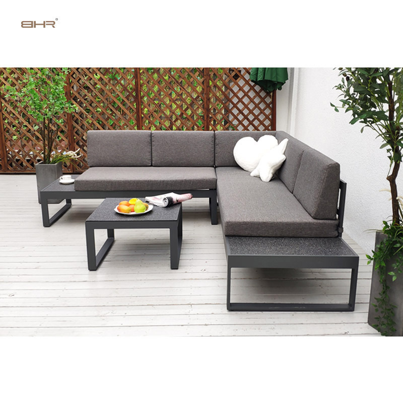 BHR Light Aluminum Garden Furniture L Shaped Modular Outdoor Sofa Corner Lounge Set Garden Set