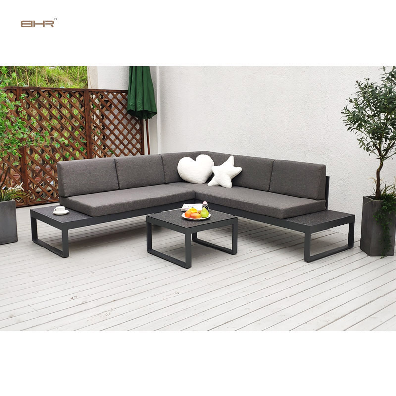 BHR Light Aluminum Garden Furniture L Shaped Modular Outdoor Sofa Corner Lounge Set Garden Set