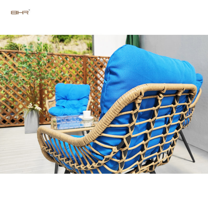 BHR 4 Piece Patio Furniture Set Wicker Woven Conversation Loveseat Chairs Garden Set for Backyard Lawn