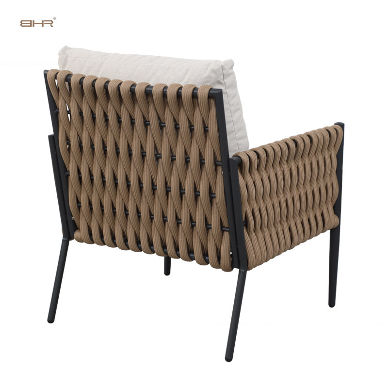 BHR Modern Outdoor Furniture Bistro Set Woven Rope Furniture Chair Outdoor Fabric Rope Garden Chairs