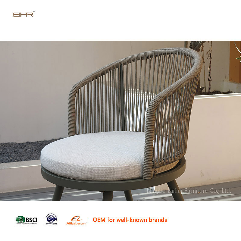 BHR- Relaxing outdoor garden woven rope chair with aluminum frame Patio furniture set Fully customized