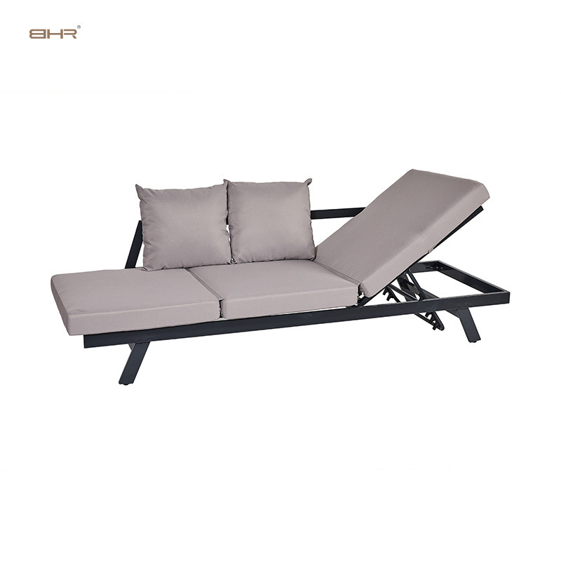 BHR Adjustable Outdoor Lounger Sofa Aluminum Sun Lounger Poolside Outdoor Lounger Furniture