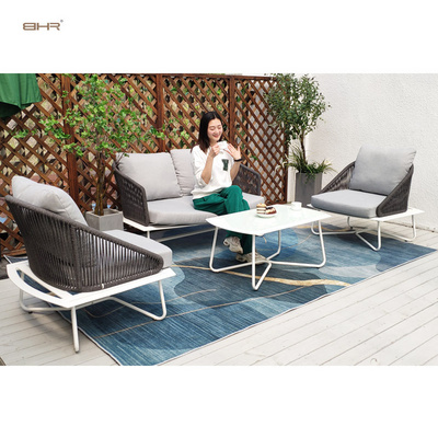 BHR Aluminum Outdoor Furniture Set Handmade Rope Sofa Furniture Set Rope Outdoor Furniture