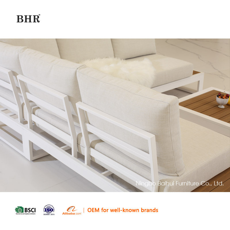 BHR Modern 4 Piece Aluminium Furniture Set Garden Sofas Outdoor L Shape Lounge Corner Sofa Sectional Garden Sofas