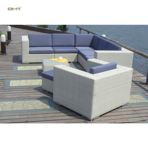 BHR-outdoor wicker furniture Sale uv resistant Bright purple pvc garden patio courtyard sofa furniture rattan combo set