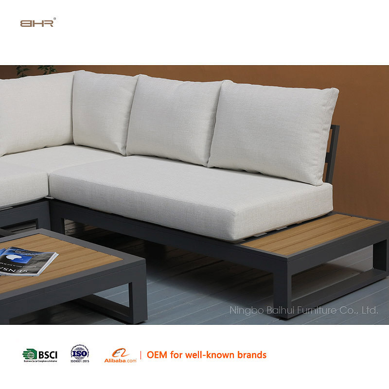 BHR Aluminum Outdoor Furniture Corner Sofa Set Garden Furniture Sectional Lounge Set L Shape Outdoor Sofa